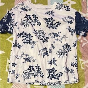 Carter's White and Blue Floral Kids Shirt